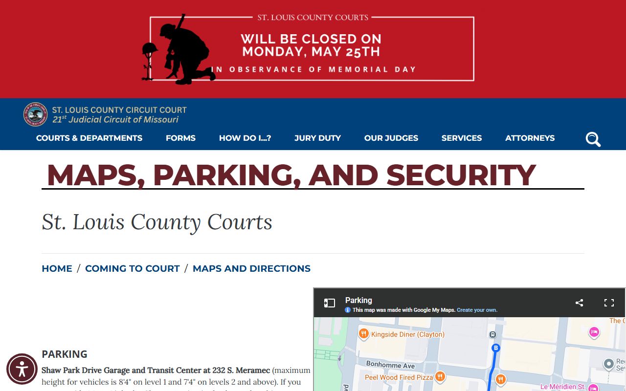 St. Louis County courthouse maps, parking and security page