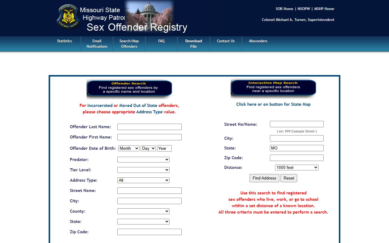 Missouri sex offender registry search for St. Louis County arrest records